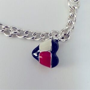 Red white and blue painted stone bracelet